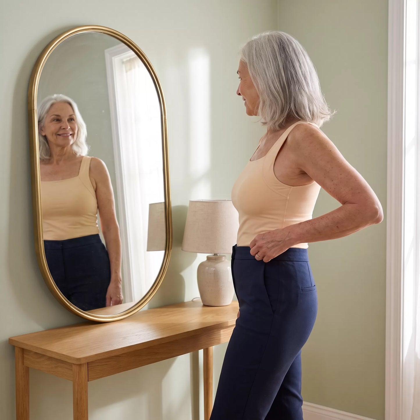 Curvea Liberté porté devant un miroir