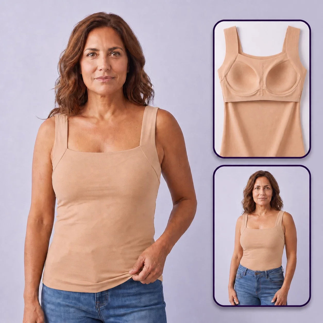 Curvea Liberté nude chair - vues face, détail et silhouette