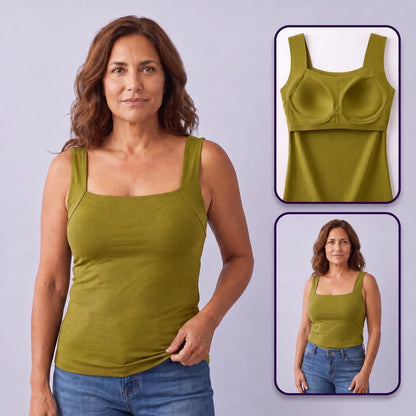 Curvea Liberté vert olive - vues face, détail et silhouette